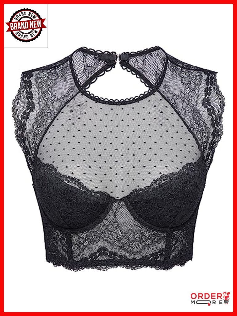 Lace Corset Top Sexy Bralette Bustier Bra Underwire Plus Size Crop